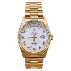 Rolex Day Date President 18238 36mm White Roman Dial 18k Yellow Gold