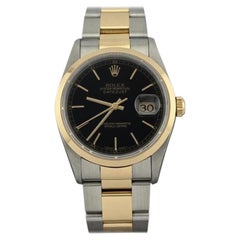 Rolex Datejust 16203 36mm Black Dial 18k Yellow Gold Stainless Steel