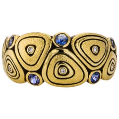 Alex Sepkus Eastern European Design Diamond Sapphire Gold Ring