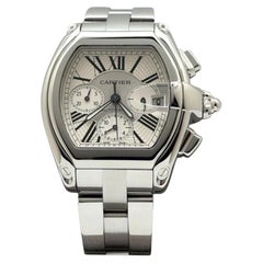 Cartier Roadster XL Chronograph W62019X6 2618 43mm Silver Dial Stainless Steel