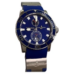 Ulysse Nardin Marine Diver 260-32-3A 18K White Gold Blue Rubber Strap