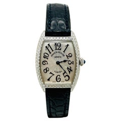 Franck Muller Ladies Cintree Curvex 1752 QZ D 18K White Gold Pave Diamond Bezel