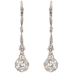 Platinum 18 Karat Edwardian Diamond Cluster Earrings 7
