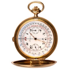 Longines Yellow Gold Chronograph Hunter Pocket Watch, circa 1921