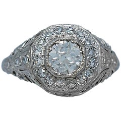 .60 Carat Diamond Antique Engagement Ring Platinum