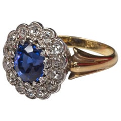 Ceylon Sapphire 2.00 Carat No Heat Ceylon Sapphire and Diamond Dress Ring