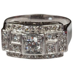 Antique Original Art Deco Platinum Diamond Engagement Ring