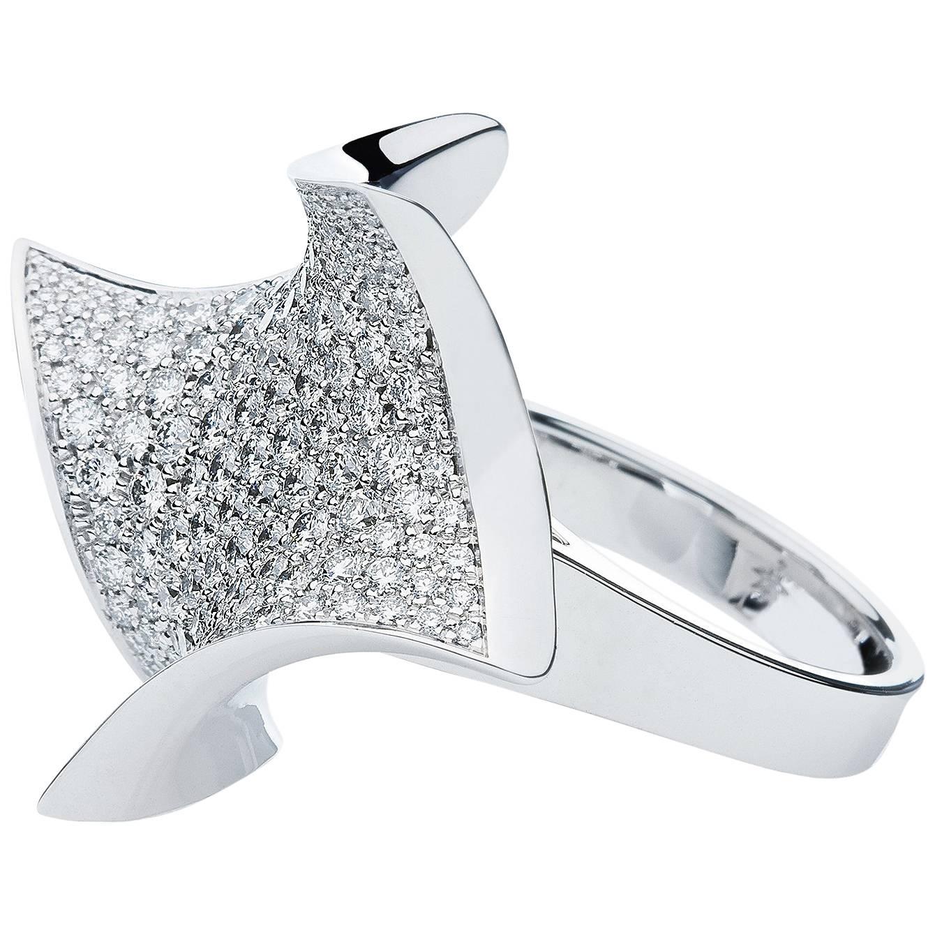 Towe Norlen Mantaray 2.33 Carat Contemporary Diamond Cocktail Ring For Sale