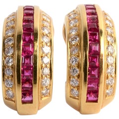 Cartier Ruby and Diamond Hoop Earrings 10