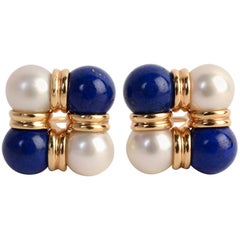 Trianon Lapis Lazuli and Pearl Earrings