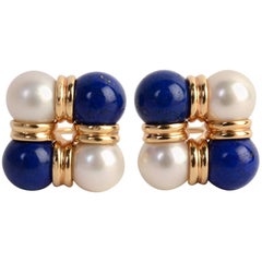 Trianon Lapis Lazuli and Pearl Earrings 2