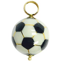 Italian Enamel Gold Soccer Ball Charm Pendant