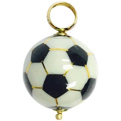 Italian Enamel Gold Soccer Ball Charm Pendant 1