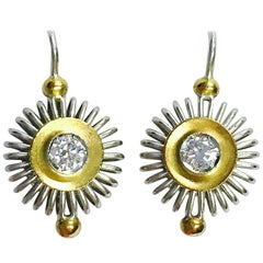 Michael B Diamond Platinum and Gold Ballerina Earrings