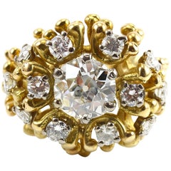 Vintage Alan Gard 2 Carat Old Cut Diamond Gold Ring