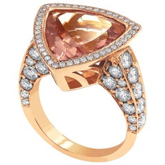 Trilliant Cut Morganite Diamond Rose Gold Cocktail Ring