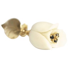 Couleurs de Géraldine Black Diamond Yellow Gold Tulip Earring dangle