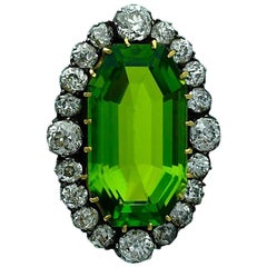 19th Century French Antique Peridot Diamond Silver Gold Brooch 5
