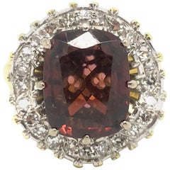 Vintage Garnet and Diamond Ballerina Ring in 18 Carat Gold