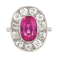 Ceylon Pink Sapphire and Diamond Halo Ring 