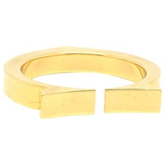 Cartier Flat C 18 Carat Rose Yellow Gold Ring with Cartier Ring Box
