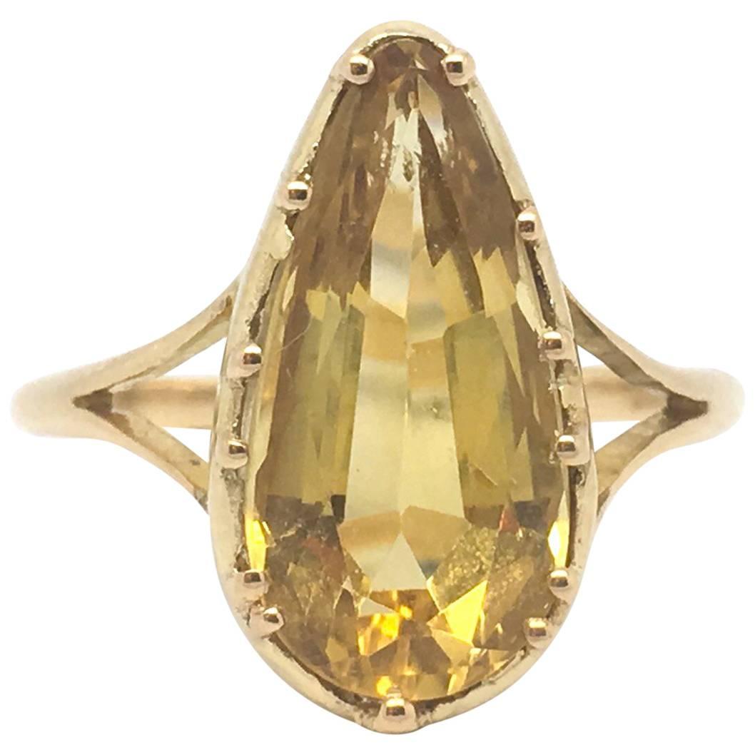 Late Victorian Pear Shaped Citrine Ring