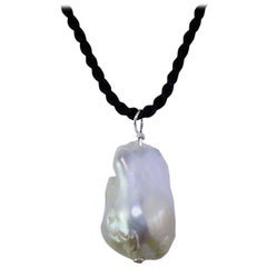 Freshwater Iridescent Baroque Pearl Hung on Cord Pendant