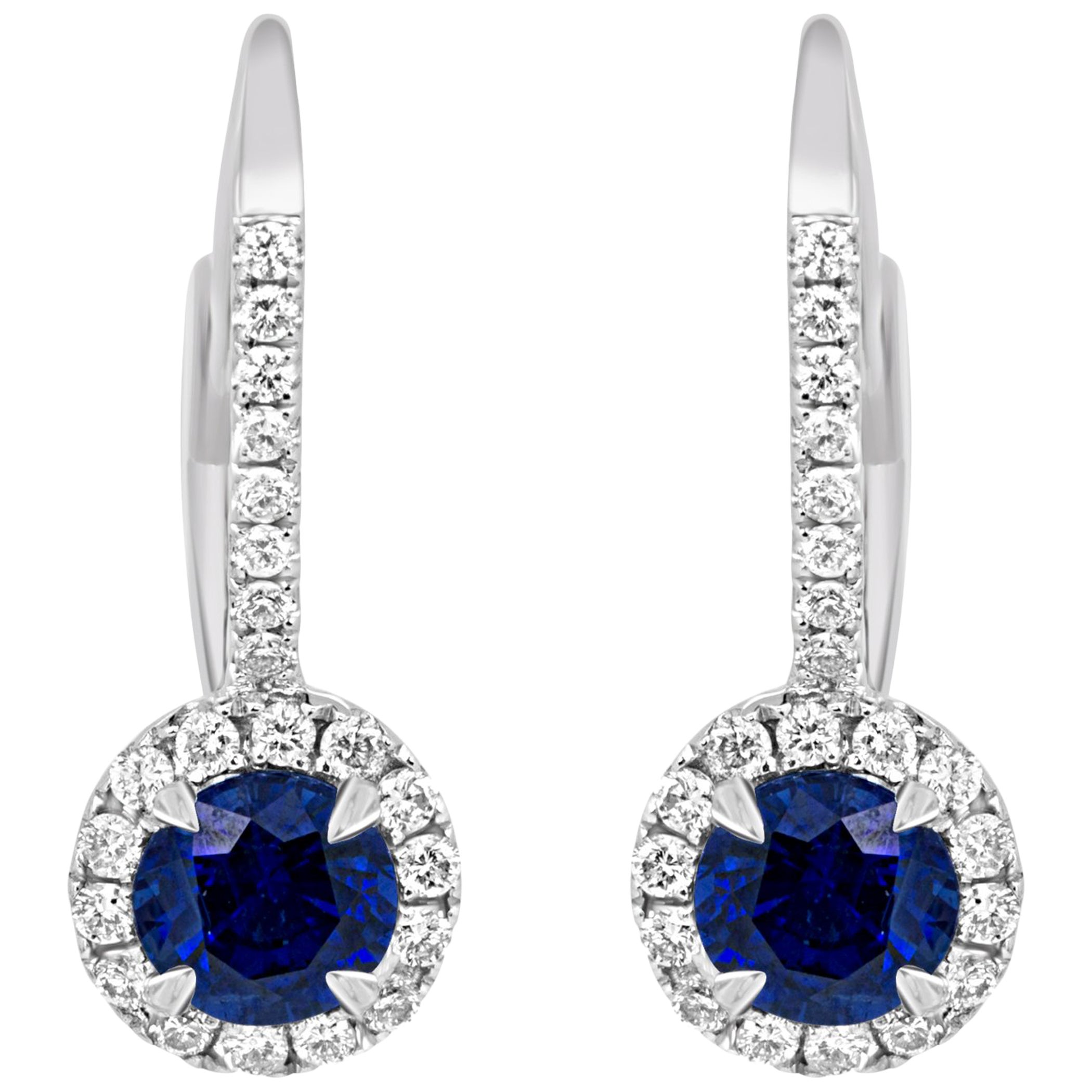 Sapphire diamond halo earrings Clearance