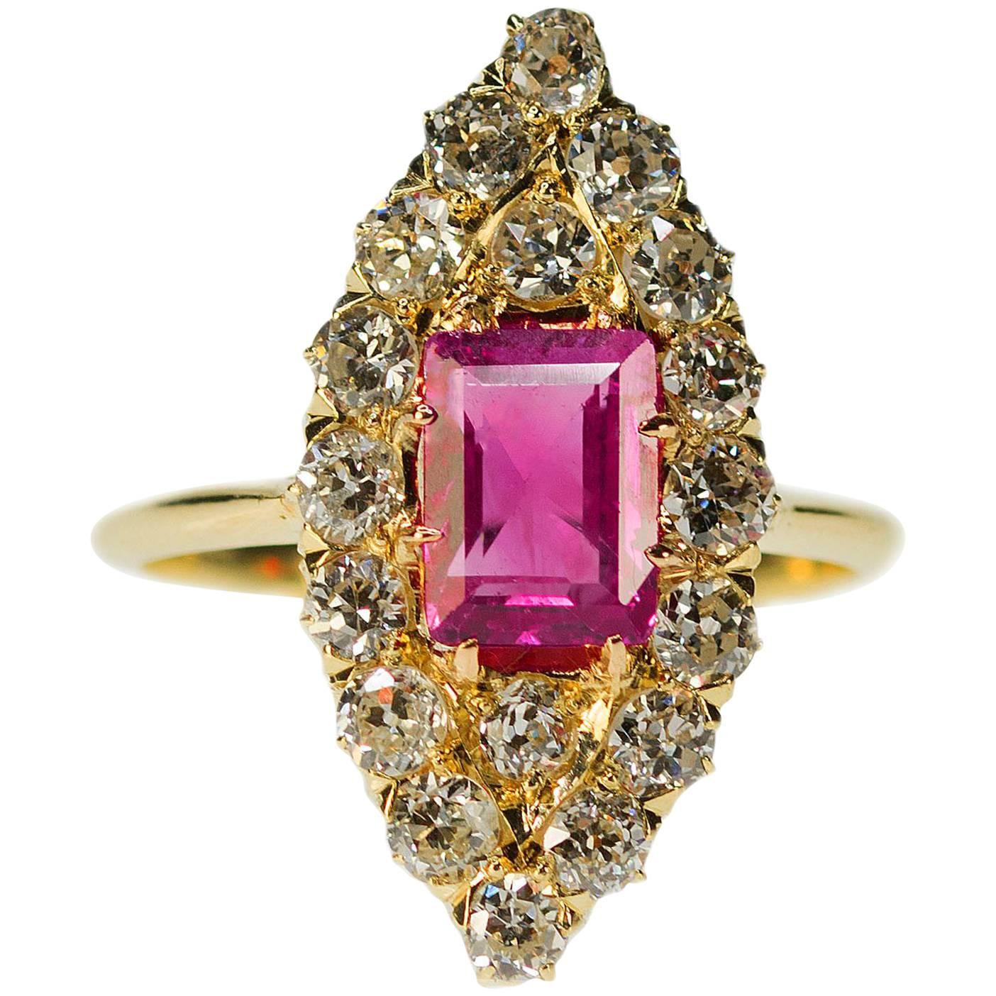 Antique Burma Pink Sapphire Ring For Sale