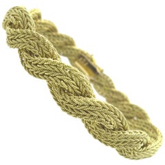 Vintage Italian Yellow Gold Braided Tapered Bracelet