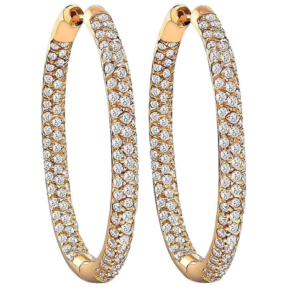 Stunning Diamond Rose Gold Hoop Earrings