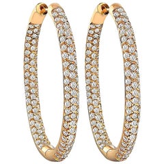 Stunning Diamond Rose Gold Hoop Earrings