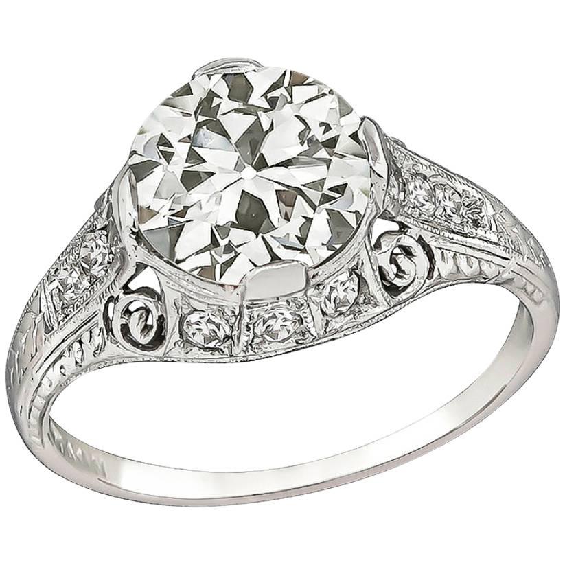 Vintage GIA Certified 2.53 Carat Diamond Engagement Ring