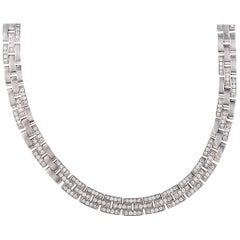 Cartier Maillon Panthere Diamond White Gold Collar Necklace