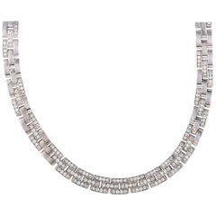 Cartier Maillon Panthere Diamond White Gold Collar Necklace 10