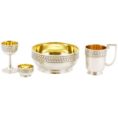 Antique Fabergé Silver and Parcel-Gilt Traveling Dining Set