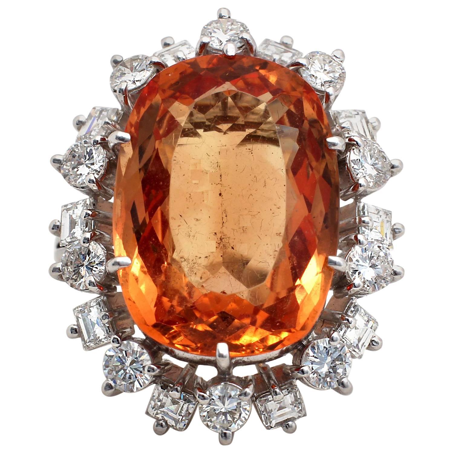 Topaz Diamond Gold Cocktail Ring For Sale