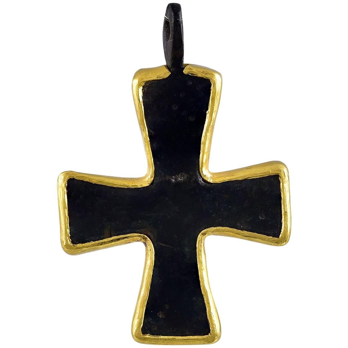 Byzantine Bronze Crusader Cross Pendant