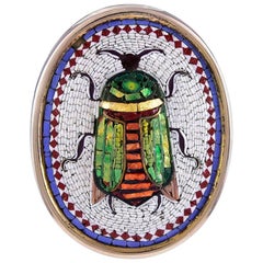 Antique Micro Mosaic Scarab Brooch
