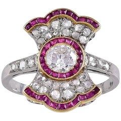 Antique French Edwardian Ruby Diamond Ring