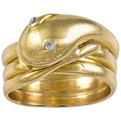 Antique Victorian Diamond Gold Snake Ring