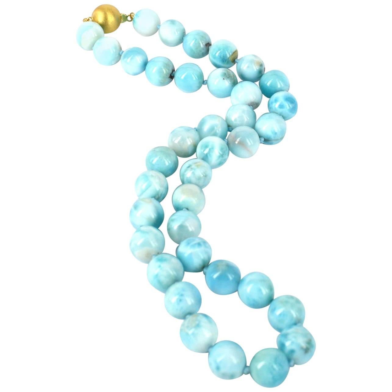 Larimar and 9 Carat Gold Necklace