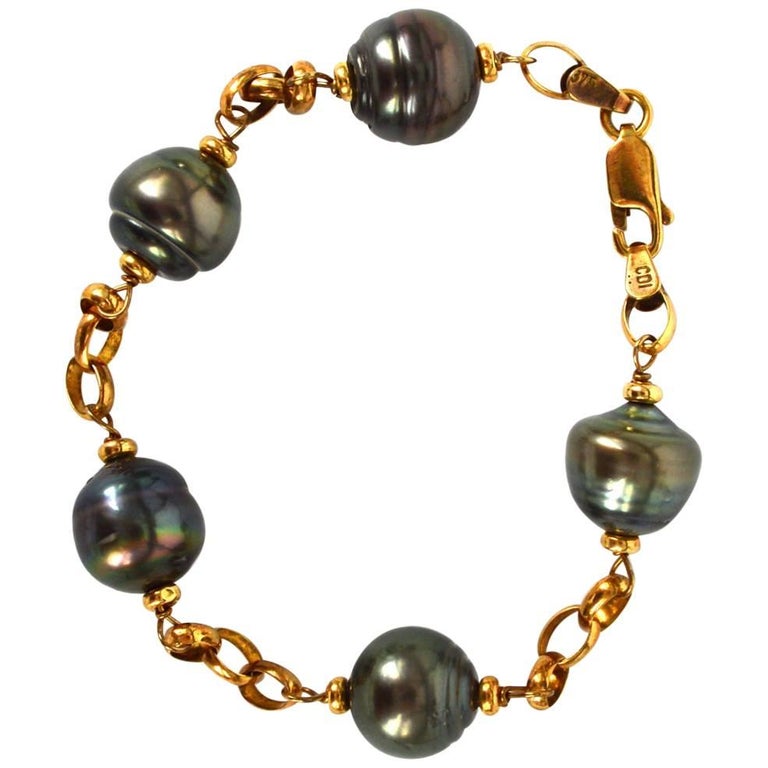 Tahitian Pearl Gold Bracelet at 1stDibs