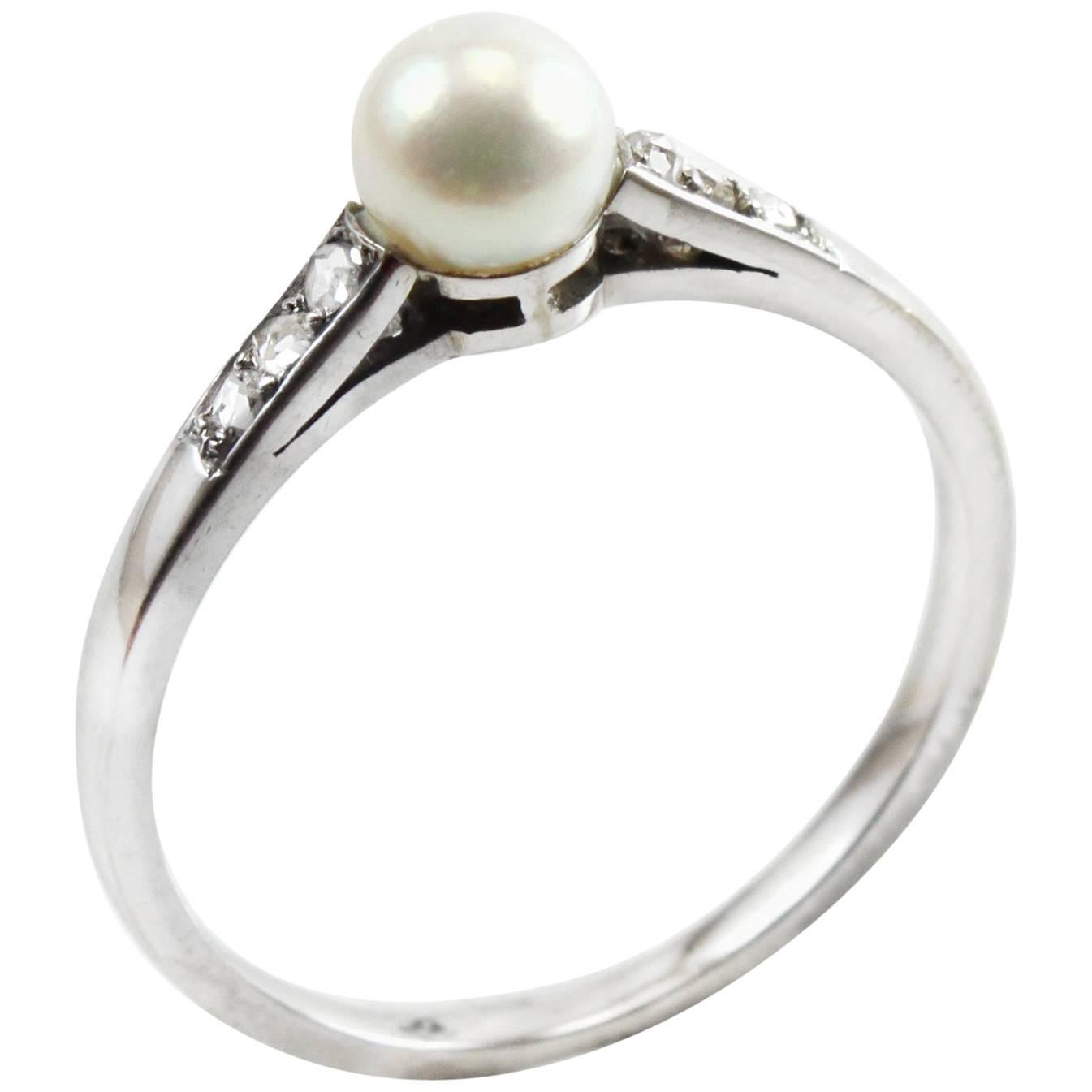 Natural Pearl and Diamond Ring