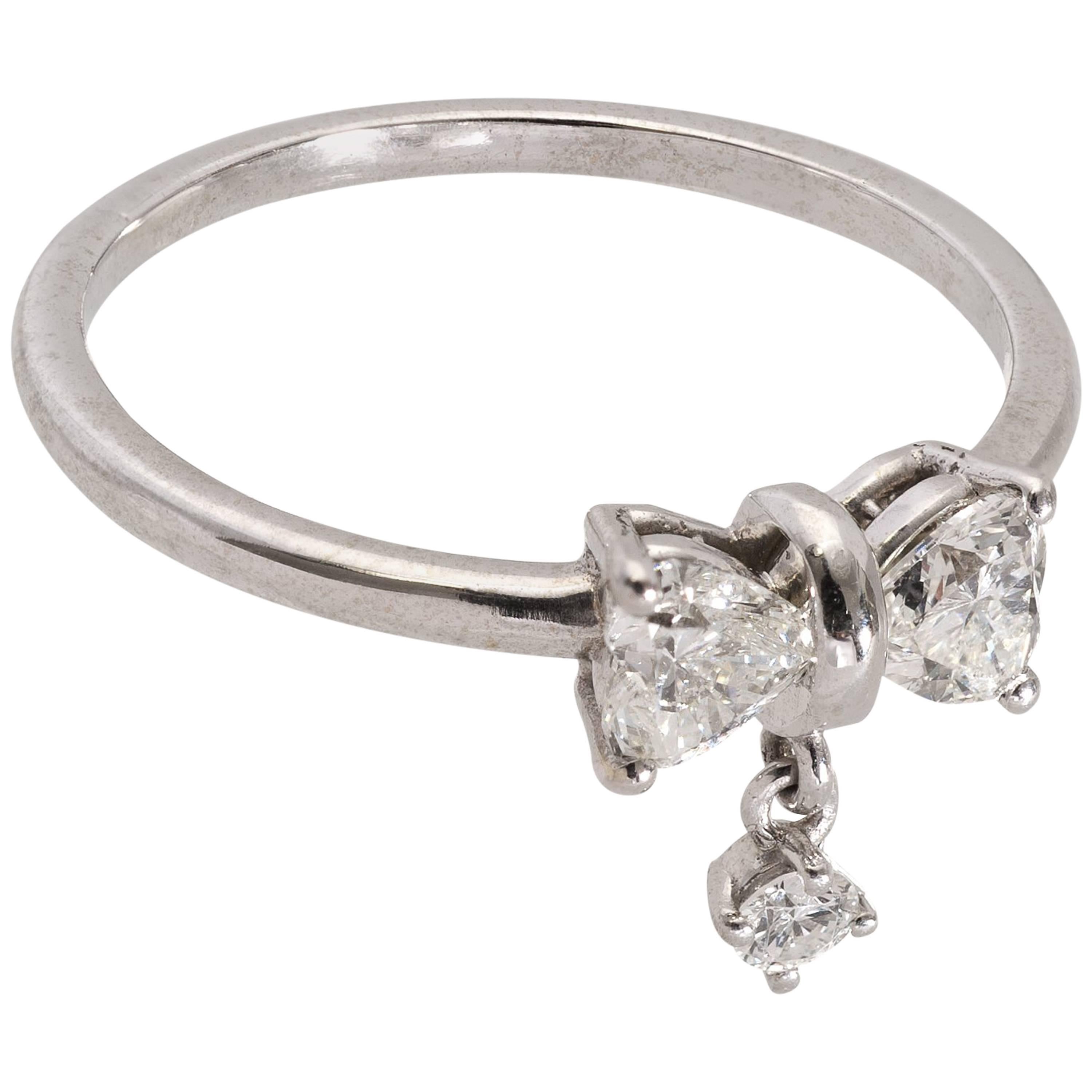 Bow Tie Ring with Heart Shape Diamonds 