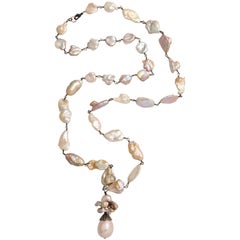 Elegantly Long Multi-Color Baroque Pearl Tassle Necklace