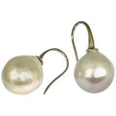 Cultured Pearls and White Gold Drop Earrings