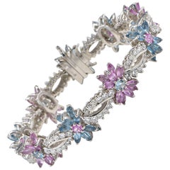 Spectacular Morganite Aquamarine Diamond Bracelet