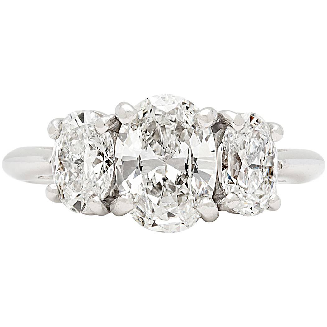 Tiffany & Co. GIA Report Three-Stone Oval Diamond Engagement Ring