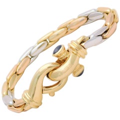 Italian Three-Tone Gold Sapphire Bracelet